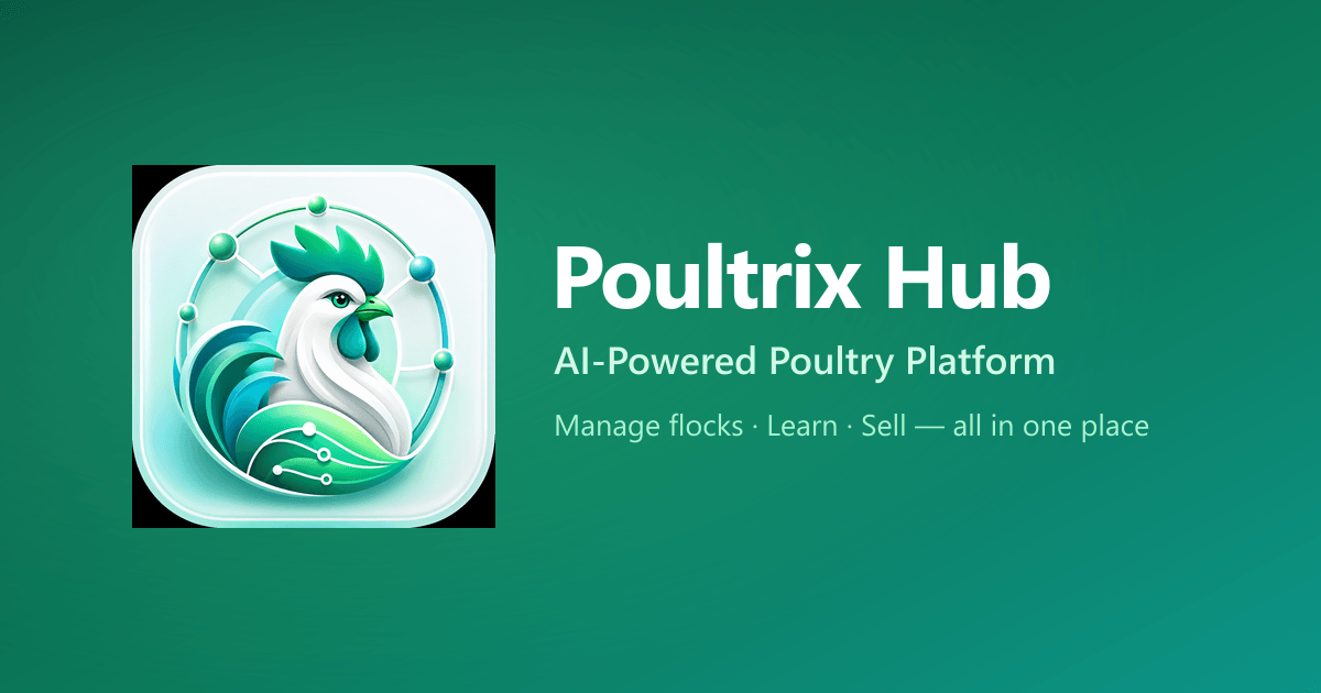 Poultrix Hub app icon and name on a green background