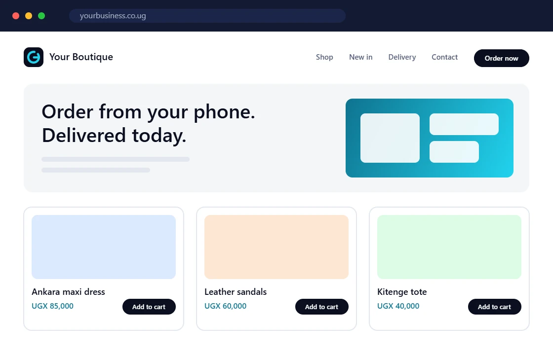 Illustration: a business website with an online shop