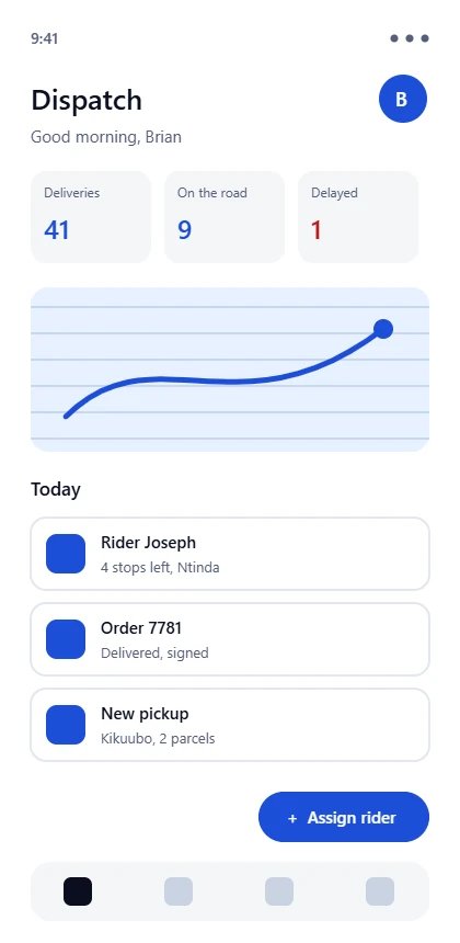 Illustration: a mobile app for orders and deliveries